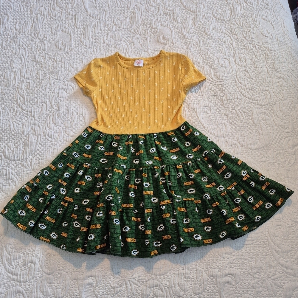 Green Bay Packers Wonder Nation top girls XS 4/5 Packers bottom fabric EUC